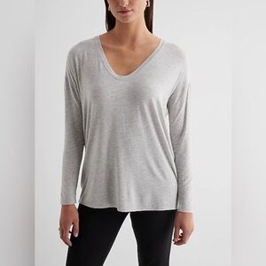 GAP Light Gray V-Neck Long Sleeve Tee